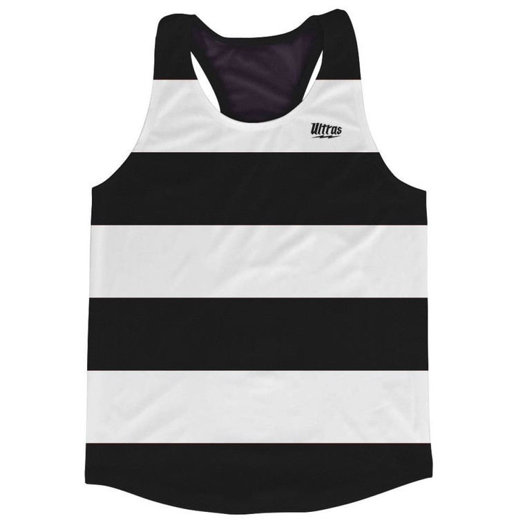 Black & White Striped Running Tank Top Racerback Track and Cross Country Singlet Jersey Made In USA - Black & White