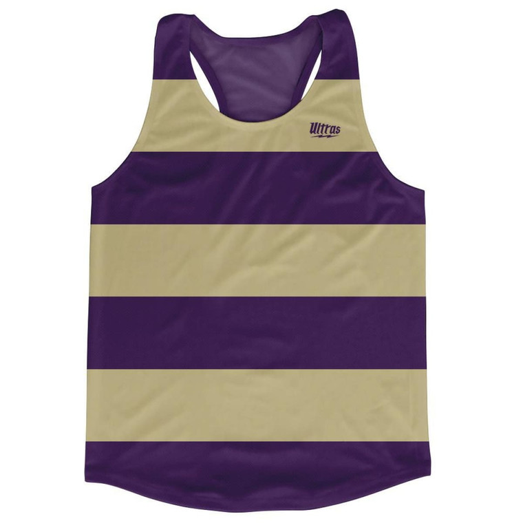 Purple & Gold Striped Running Tank Top Racerback Track and Cross Country Singlet Jersey Made In USA - Purple & Gold