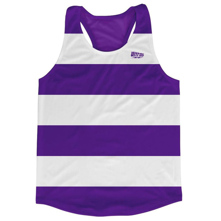 Purple & White Striped Running Tank Top Racerback Track and Cross Country Singlet Jersey Made In USA-Purple & White