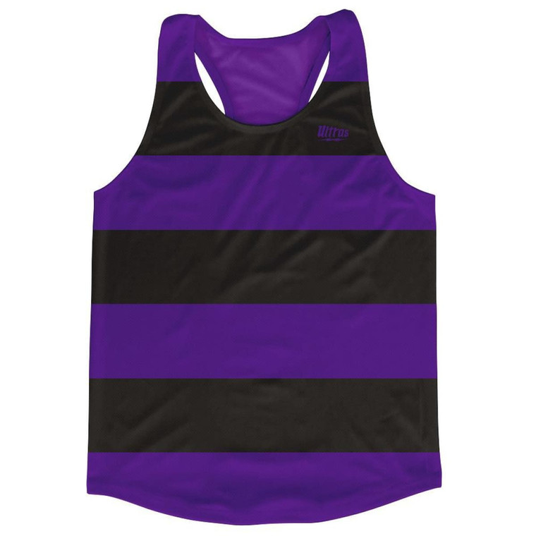 Purple & Black Striped Running Tank Top Racerback Track and Cross Country Singlet Jersey Made In USA - Purple & Black