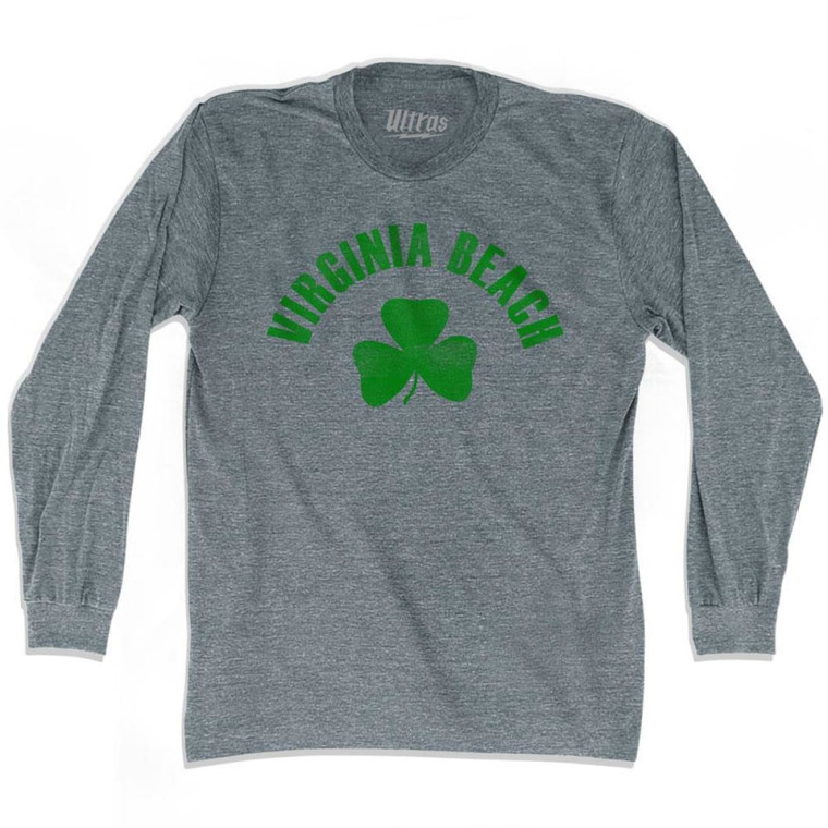 Virginia Beach Shamrock Tri-Blend Long Sleeve T-shirt - Athletic Grey