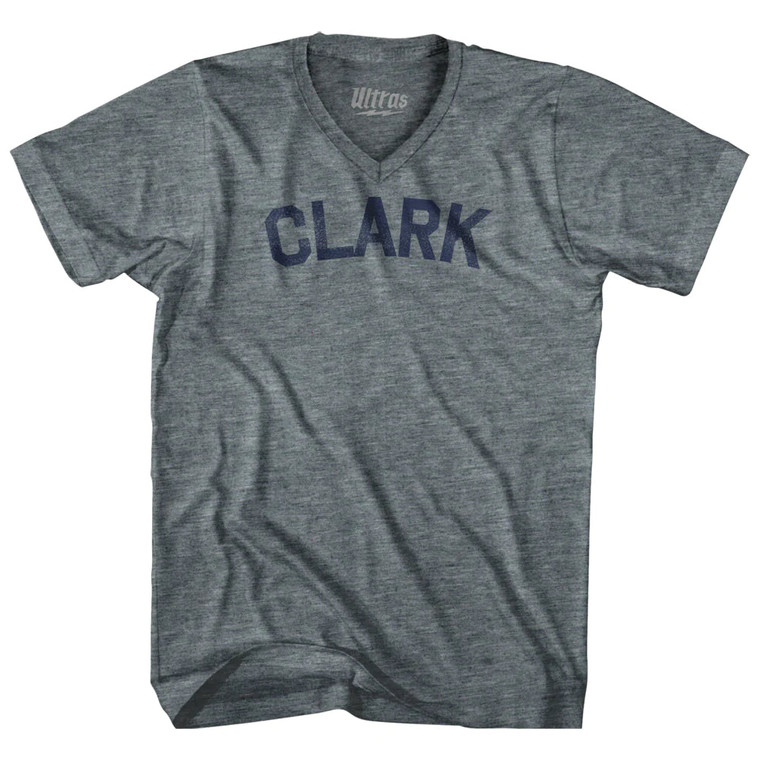 CLARK  Tri-Blend V-neck Womens Junior Cut T-shirt - Athletic Grey