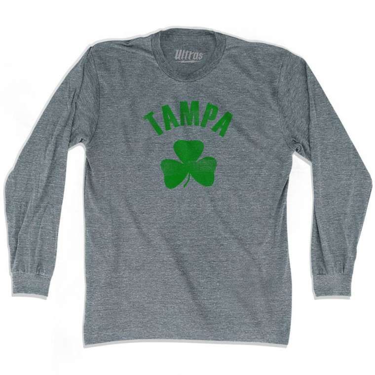 Tampa Shamrock Tri-Blend Long Sleeve T-shirt - Athletic Grey