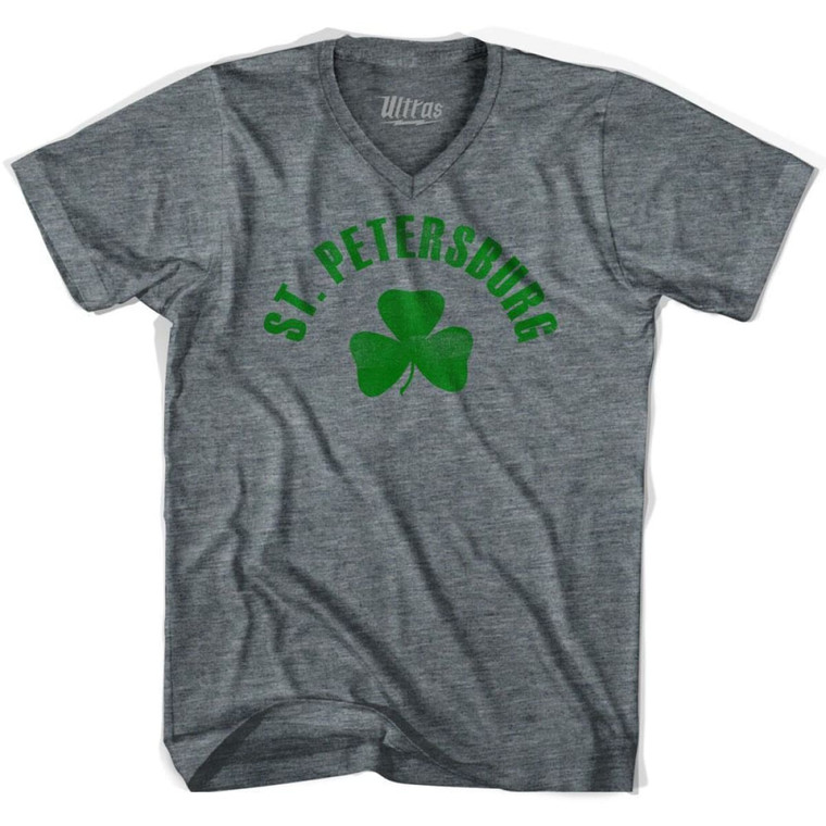 St. Petersburg Shamrock Tri-Blend V-neck T-shirt-Athletic Grey