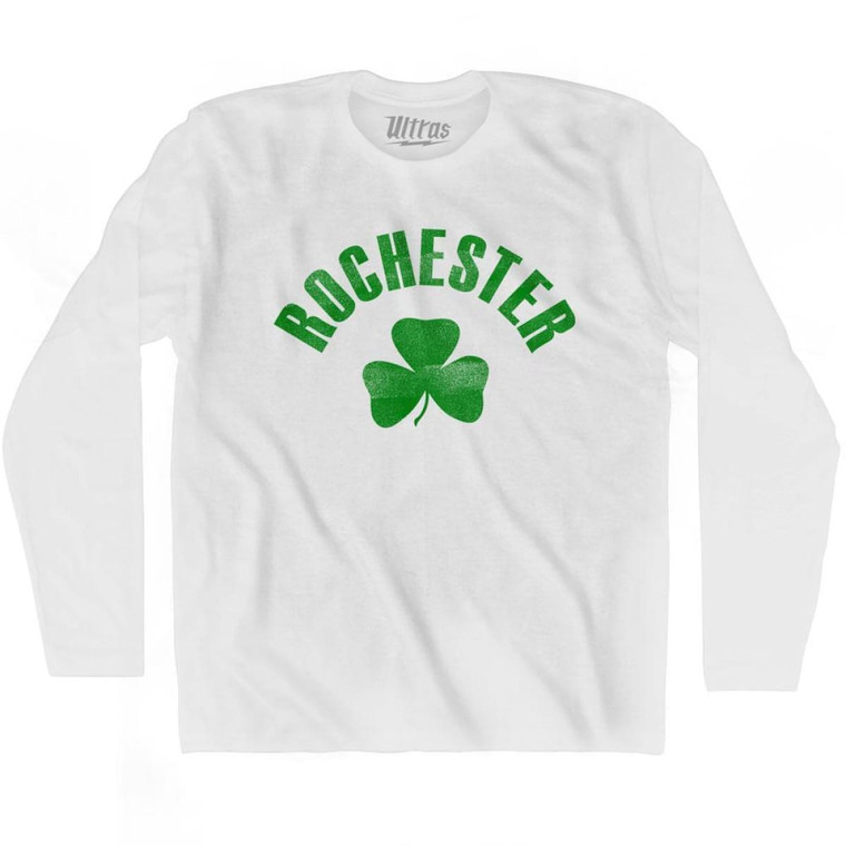 Rochester Shamrock Cotton Long Sleeve T-shirt-White