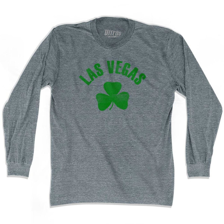 Las Vegas Shamrock Tri-Blend Long Sleeve T-shirt - Athletic Grey