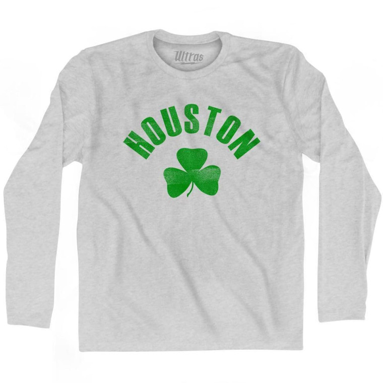 Houston Shamrock Cotton Long Sleeve T-shirt - Grey Heather