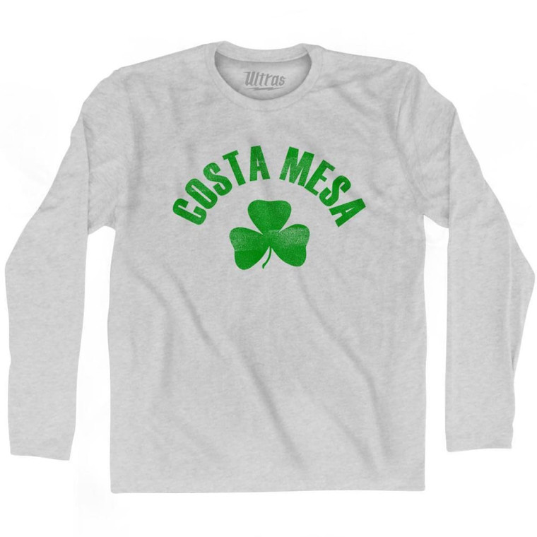 Costa Mesa Shamrock Cotton Long Sleeve T-shirt - Grey Heather