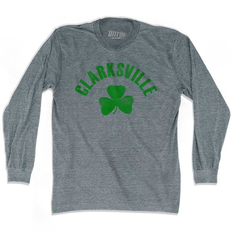 Clarksville Shamrock Tri-Blend Long Sleeve T-shirt-Athletic Grey