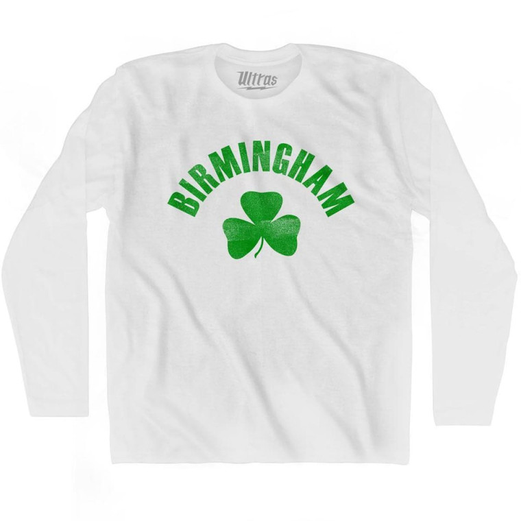 Birmingham Shamrock Cotton Long Sleeve T-shirt - White