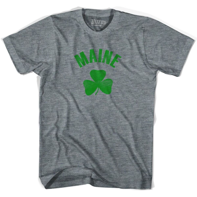 Maine State Shamrock Youth Tri-Blend T-shirt - Athletic Grey