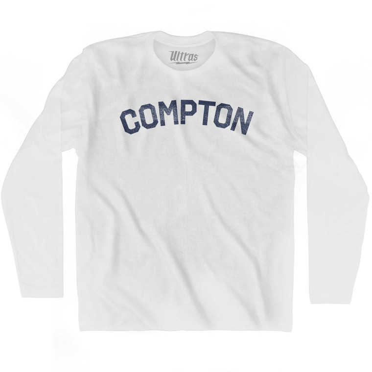 COMPTON Adult Cotton Long Sleeve T-shirt - White