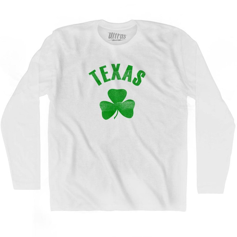Texas State Shamrock Cotton Long Sleeve T-shirt - White
