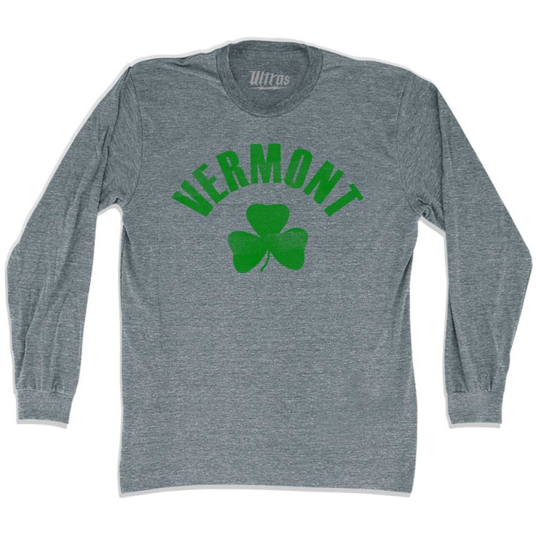 Vermont State Shamrock Tri-Blend Long Sleeve T-shirt - Athletic Grey