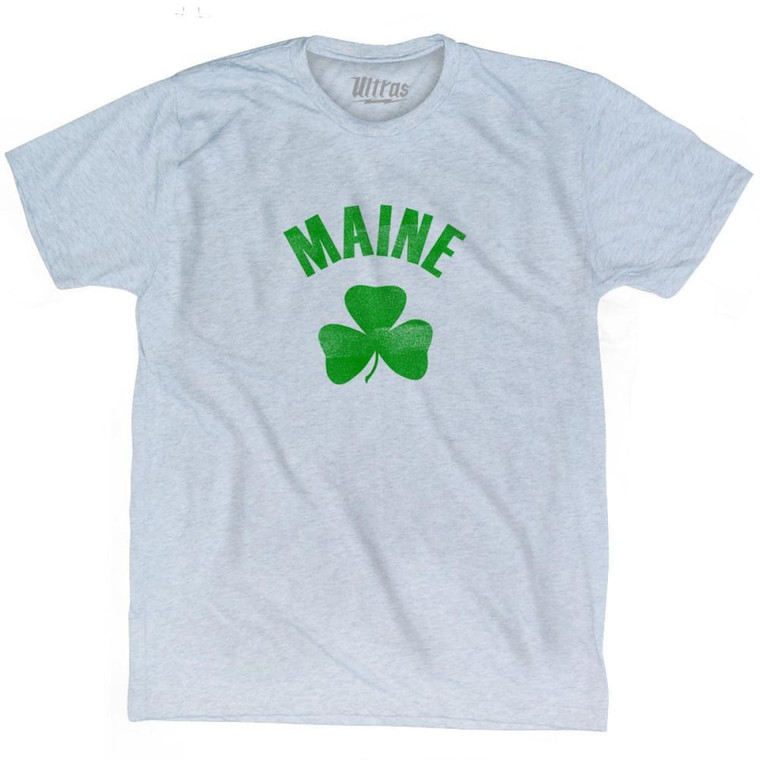 Maine State Shamrock Tri-Blend T-shirt - Athletic White