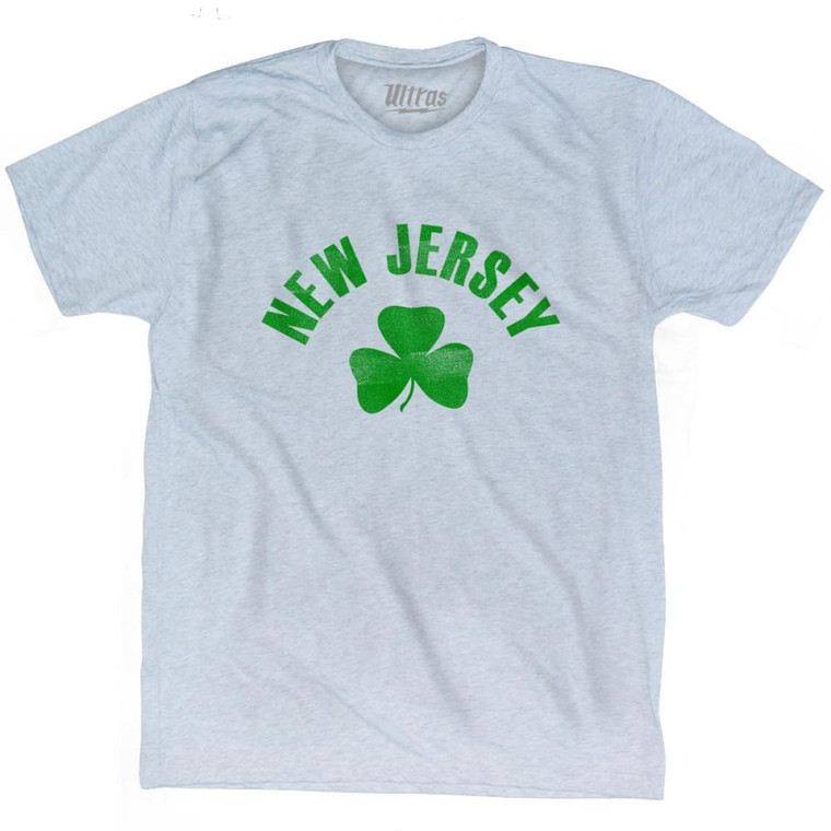 New Jersey State Shamrock Tri-Blend T-shirt - Athletic White