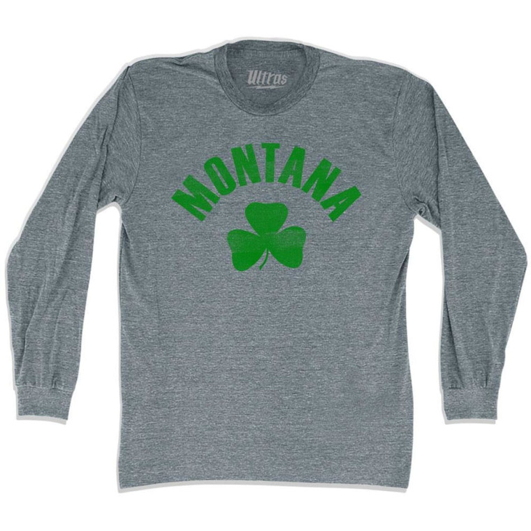 Montana State Shamrock Tri-Blend Long Sleeve T-shirt - Athletic Grey