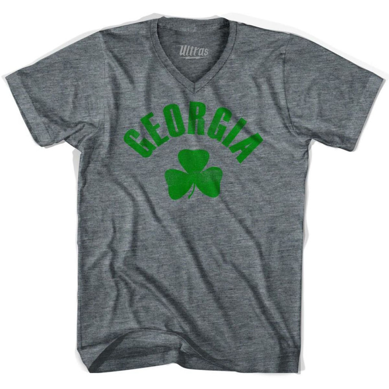 Georgia State Shamrock Tri-Blend V-neck Junior Cut Womens T-shirt - Athletic Grey