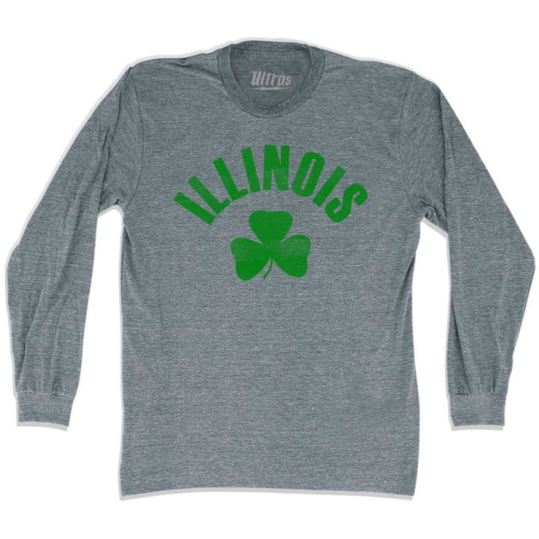 Illinois State Shamrock Tri-Blend Long Sleeve T-shirt - Athletic Grey