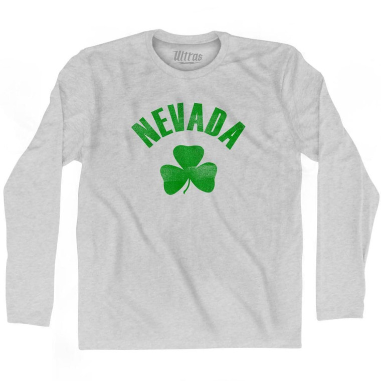 Nevada State Shamrock Cotton Long Sleeve T-shirt - Grey Heather