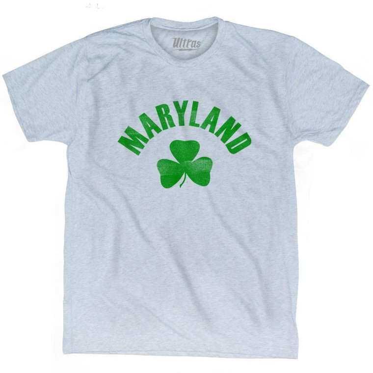 Maryland State Shamrock Tri-Blend T-shirt - Athletic White