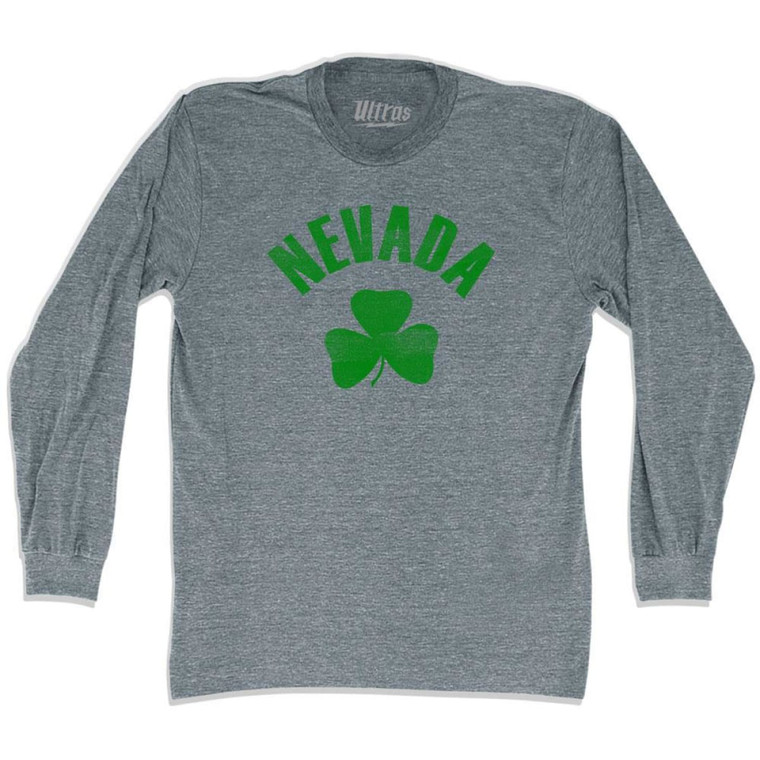 Nevada State Shamrock Tri-Blend Long Sleeve T-shirt - Athletic Grey