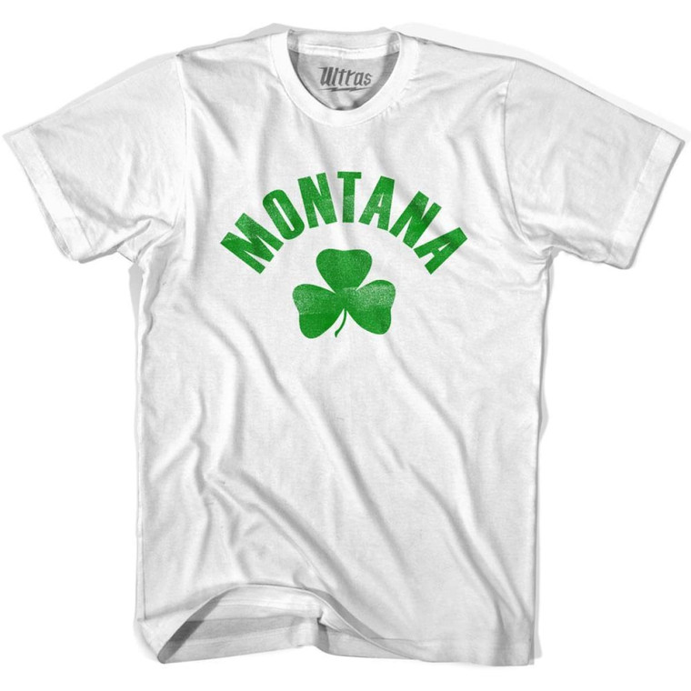 Montana State Shamrock Cotton T-shirt - White