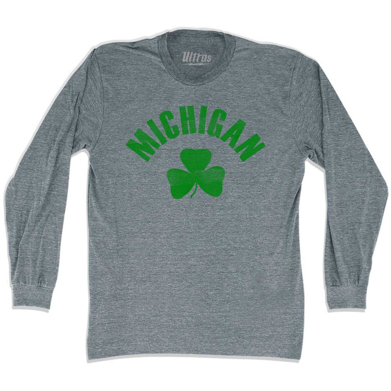 Michigan State Shamrock Tri-Blend Long Sleeve T-shirt - Athletic Grey