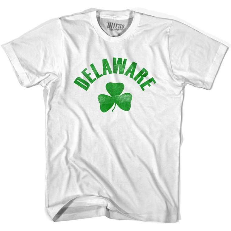 Delaware State Shamrock Cotton T-shirt-White