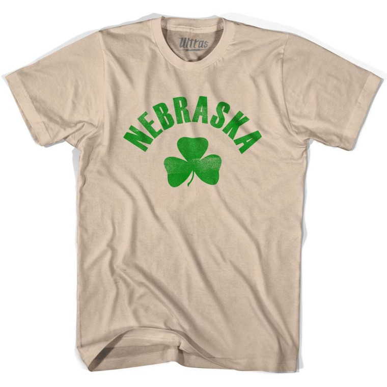 Nebraska State Shamrock Cotton T-shirt - Creme