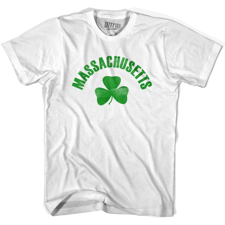 Massachusetts State Shamrock Cotton T-shirt - White