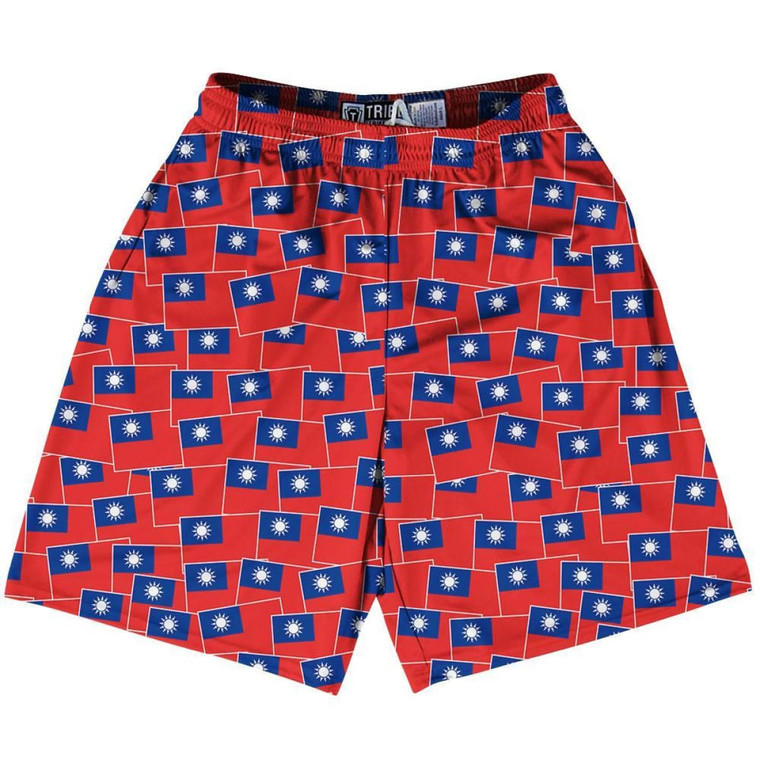 Tribe Taiwan Party Flags Lacrosse Shorts Made in USA - Blue Red