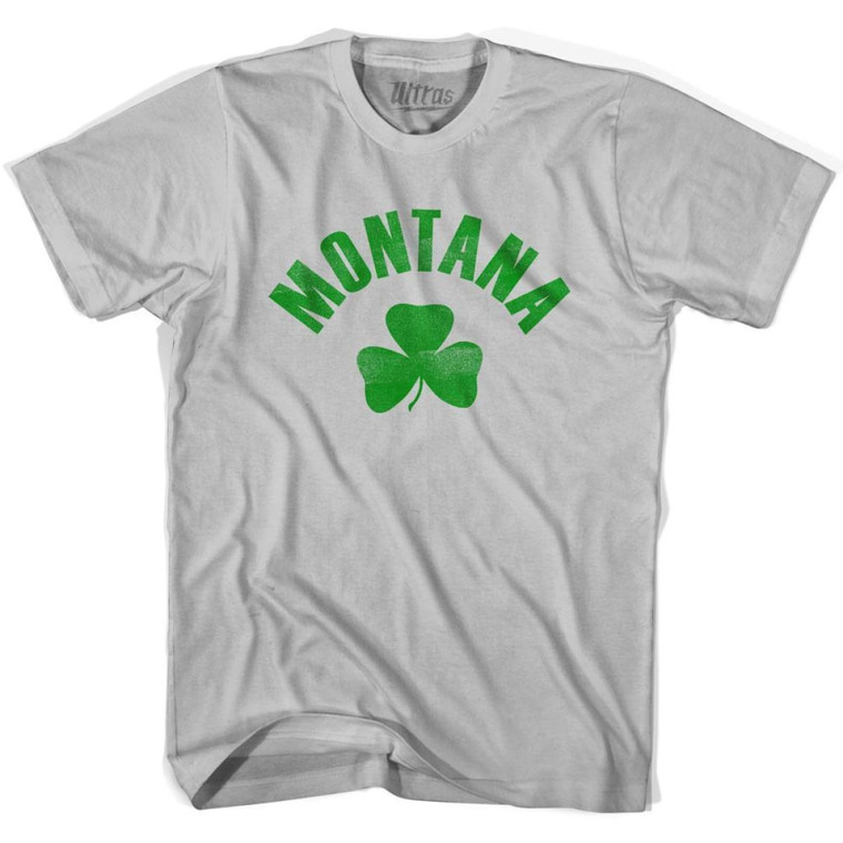 Montana State Shamrock Cotton T-shirt-Cool Grey