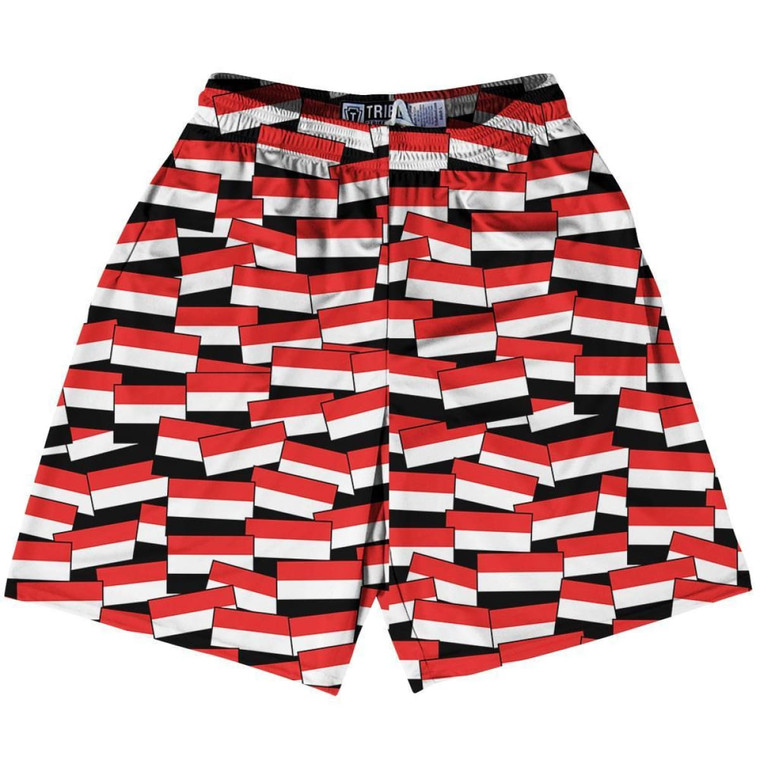 Tribe Yemen Party Flags Lacrosse Shorts Made in USA - White Red
