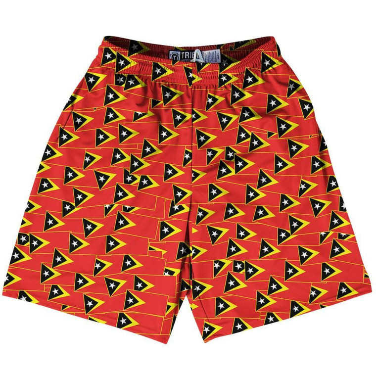 Tribe Timor Leste Party Flags Lacrosse Shorts Made in USA - Black Red