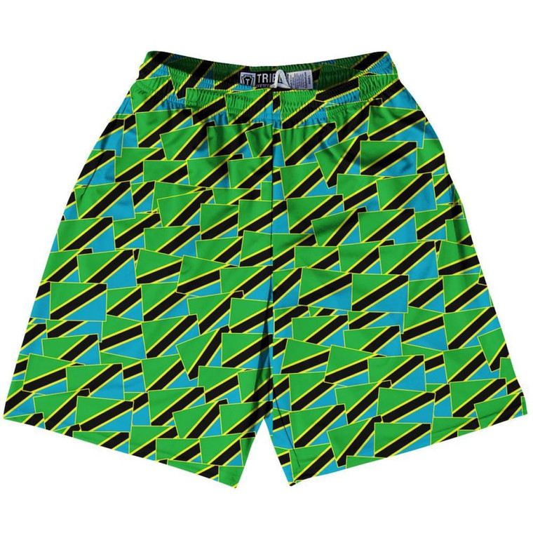 Tribe Tanzania Party Flags Lacrosse Shorts Made in USA - Black Green