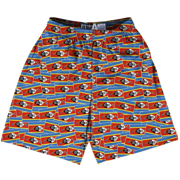 Tribe Swaziland Party Flags Lacrosse Shorts Made in USA - Blue Red