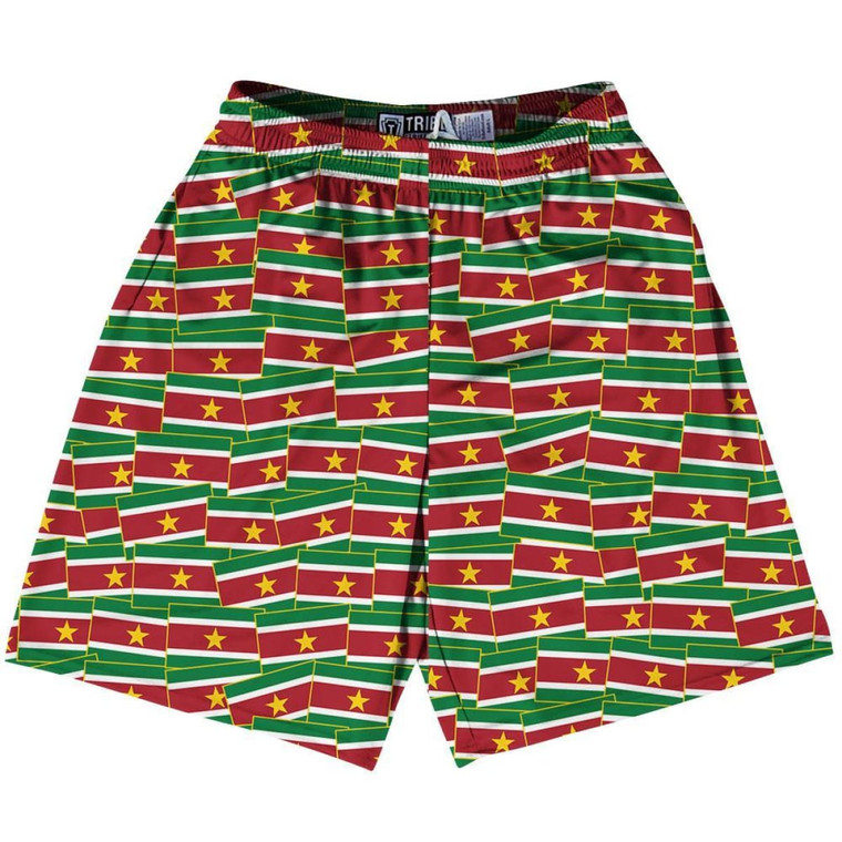 Tribe Suriname Party Flags Lacrosse Shorts Made in USA - Maroon Green