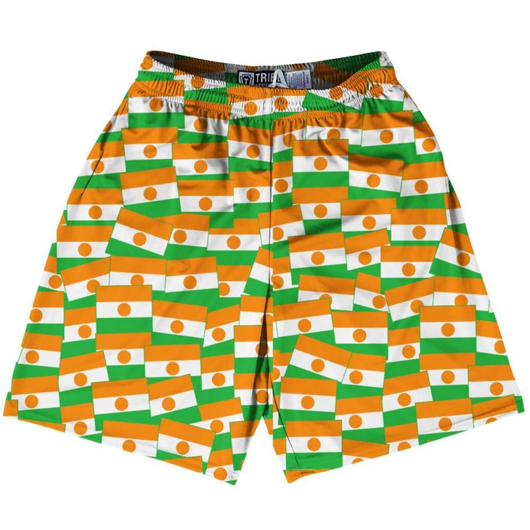 Tribe Niger Party Flags Lacrosse Shorts Made in USA - Green Orange