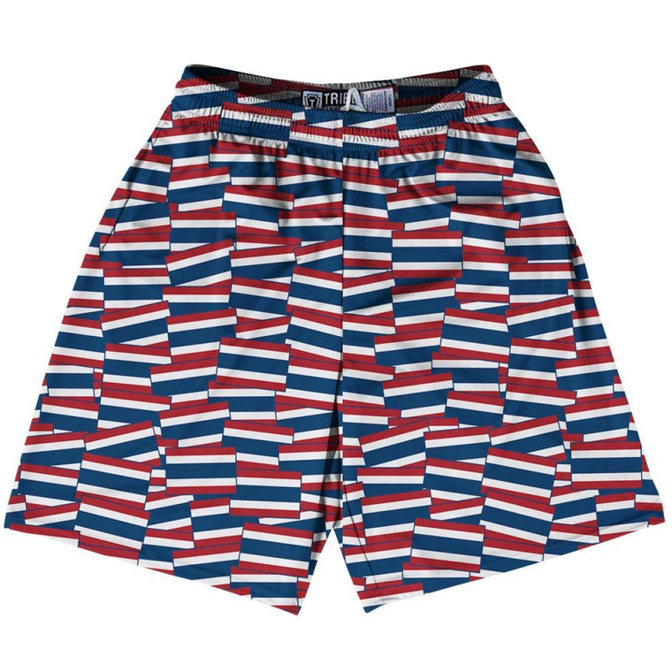 Tribe Thailand Party Flags Lacrosse Shorts Made in USA - Blue Red