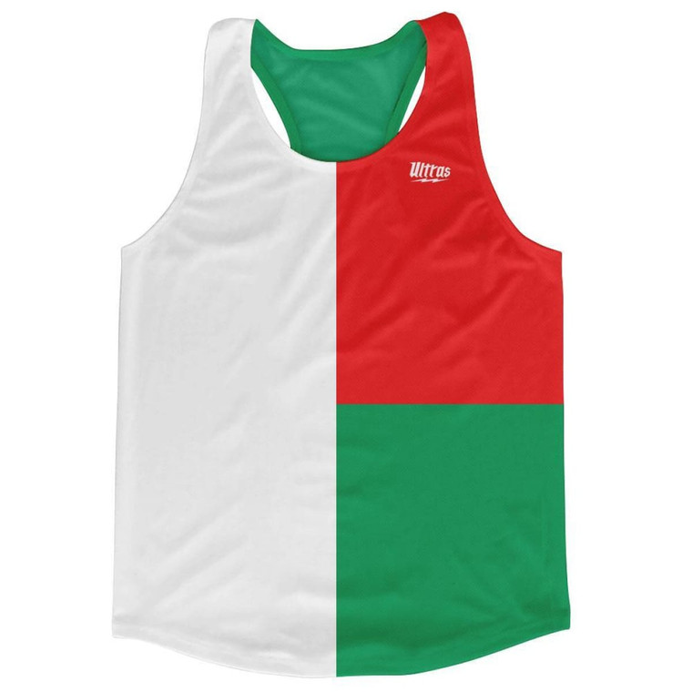 Madagascar Country Flag Running Tank Top Racerback Track and Cross Country Singlet Jersey Made In USA - Red Green