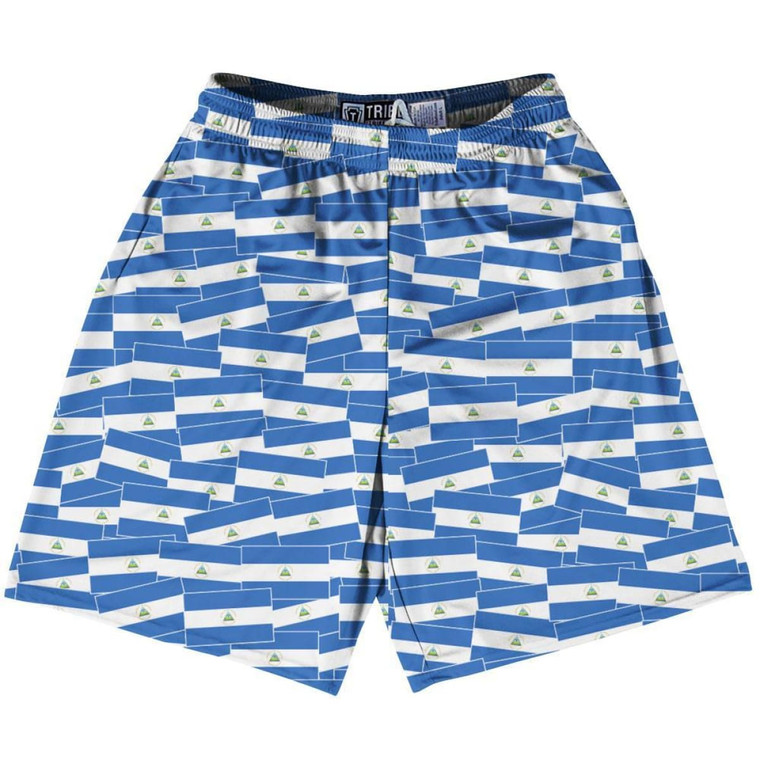 Tribe Nicaragua Party Flags Lacrosse Shorts Made in USA - Blue White