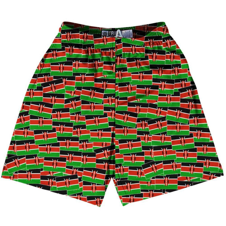 Tribe Kenya Party Flags Lacrosse Shorts Made in USA - Black Red