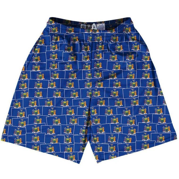 Tribe New York State Party Flags Lacrosse Shorts Made in USA - Blue