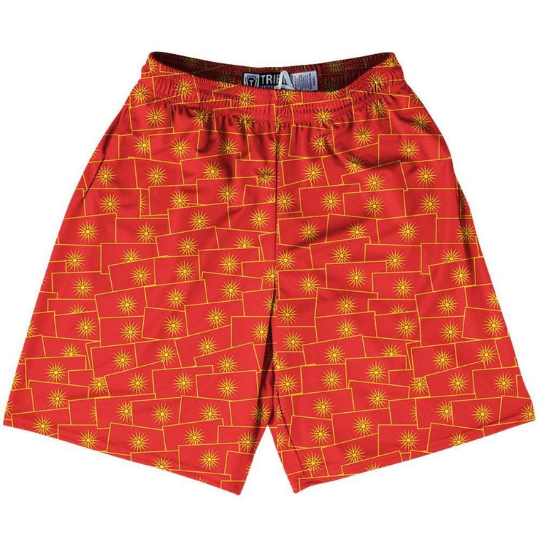 Tribe Macedonia Party Flags Lacrosse Shorts Made in USA - Red