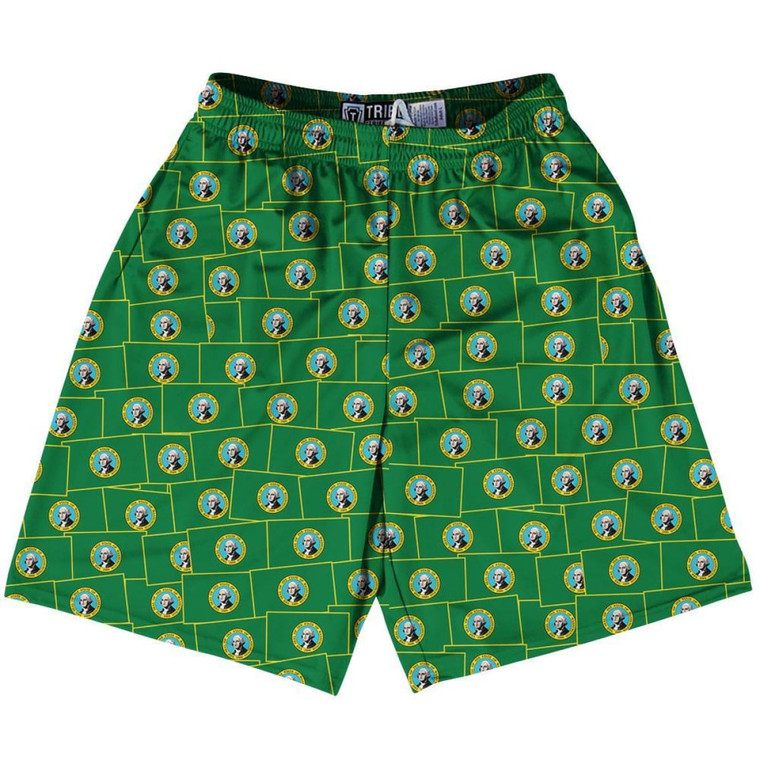 Tribe Washington State Party Flags Lacrosse Shorts Made in USA-Green
