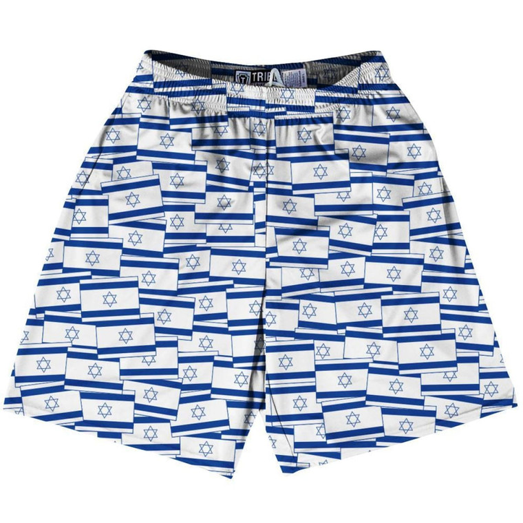 Tribe Israel Party Flags Lacrosse Shorts Made in USA-Blue White