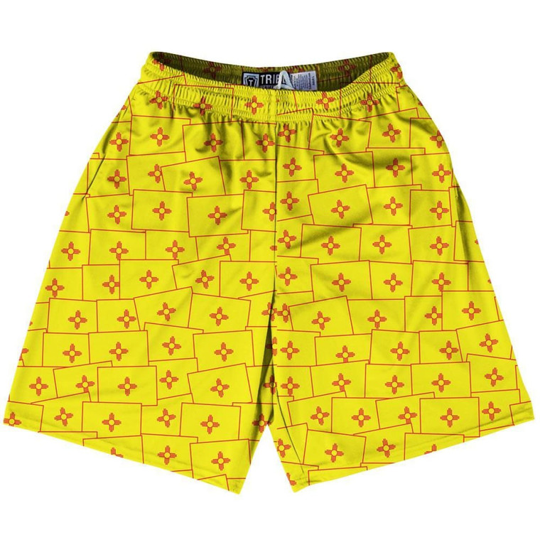 Tribe New Mexico State Party Flags Lacrosse Shorts Made in USA - Yellow