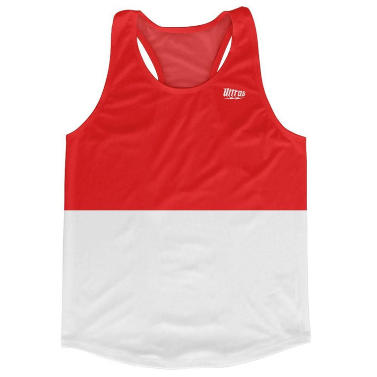 Indonesia Country Flag Running Tank Top Racerback Track and Cross Country Singlet Jersey Made In USA - Red White