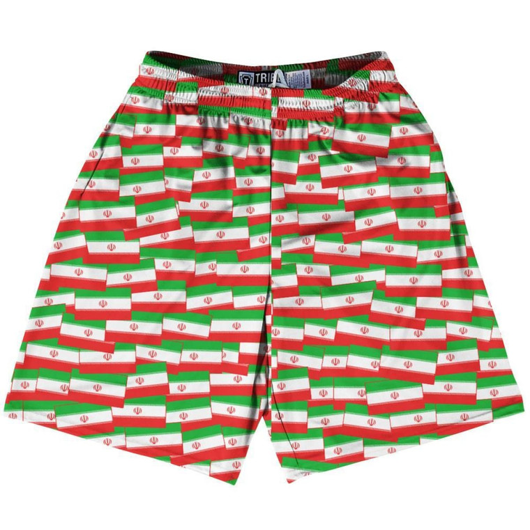 Tribe Iran Party Flags Lacrosse Shorts Made in USA - Red Green